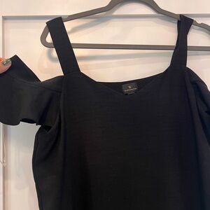 Cold shoulder black mini dress